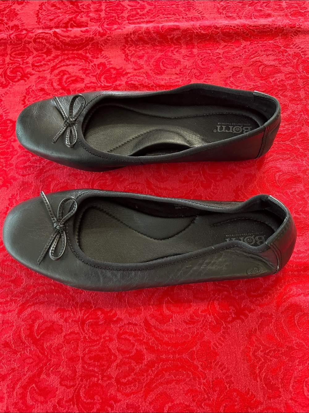 Born Women’s Black Leather Ballet Flats Size 9M Bow Comfort Shoes - Picture 5 of 8